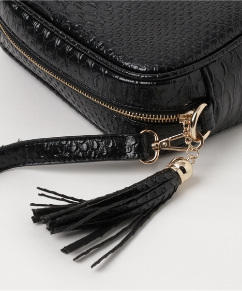 PLAIN CLOTHING（プレーンクロージング）の「クロコダイルショルダーバッグ【PLAIN CLOTHING】（ショルダーバッグ・レディース・ライトグレー/ブラック・FREE）」の4枚目の写真