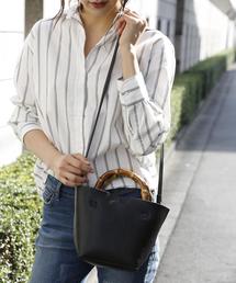 coen | 【先行販売】フェイクレザーバンブー2WAYショルダーバッグ(ブラック ⇒ WEB限定カラー）(ショルダーバッグ)