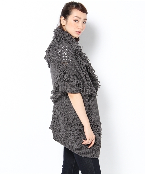 And A（アンドエー）の「アシンメループニットカーディガン（カーディガン/ボレロ・レディース・ブラック/グレー/エンジ・38）」の10枚目の写真