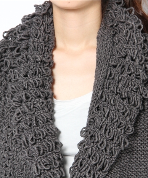 And A（アンドエー）の「アシンメループニットカーディガン（カーディガン/ボレロ・レディース・ブラック/グレー/エンジ・38）」の6枚目の写真