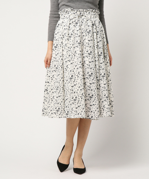 un dix cors（アンディコール）の「単色花柄ギャザースカート（スカート・レディース・ネイビー/オフホワイト・ﾌﾘ-）」の2枚目の写真