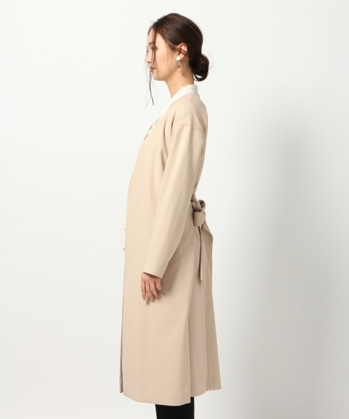 GLOBAL WORK（グローバルワーク）の「【DRESS】Wクロスノーカラーコート/778918（ノーカラージャケット・レディース・ベージュ/ライトピンク・LARGE/MEDIUM）」の6枚目の写真