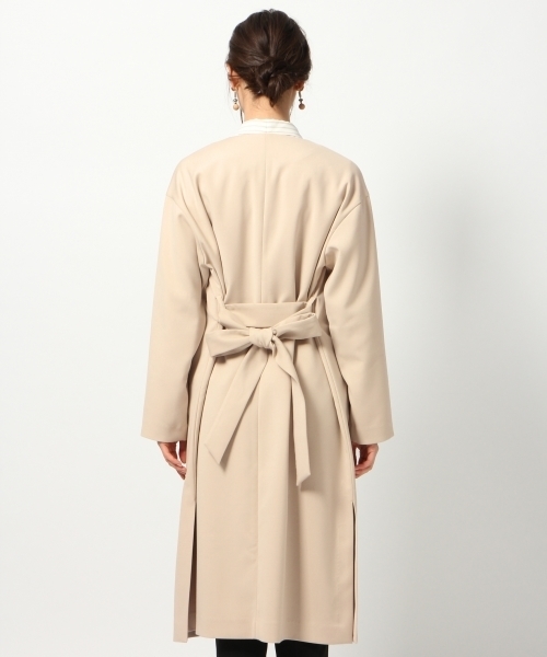 GLOBAL WORK（グローバルワーク）の「【DRESS】Wクロスノーカラーコート/778918（ノーカラージャケット・レディース・ベージュ/ライトピンク・LARGE/MEDIUM）」の7枚目の写真