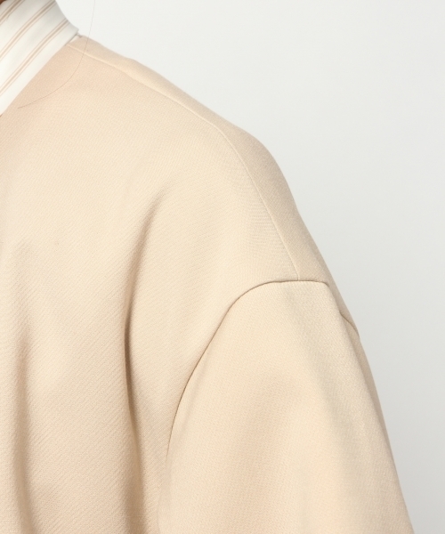GLOBAL WORK（グローバルワーク）の「【DRESS】Wクロスノーカラーコート/778918（ノーカラージャケット・レディース・ベージュ/ライトピンク・LARGE/MEDIUM）」の9枚目の写真