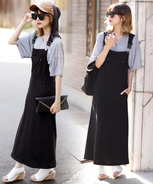 Girly Doll（ガーリードール）の「スタイリッシュサロペット（サロペット/オーバーオール・レディース・ブラック/ベージュ/ネイビー/グレー/カーキ/ダークグレー・M/L）」の2枚目の写真