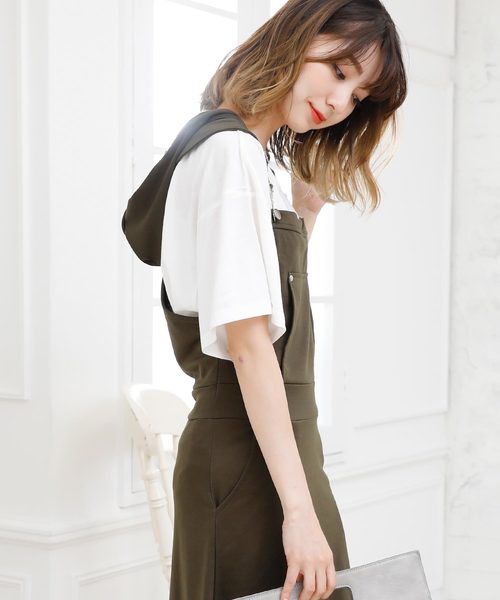 Girly Doll（ガーリードール）の「スタイリッシュサロペット（サロペット/オーバーオール・レディース・ブラック/ベージュ/ネイビー/グレー/カーキ/ダークグレー・M/L）」の14枚目の写真