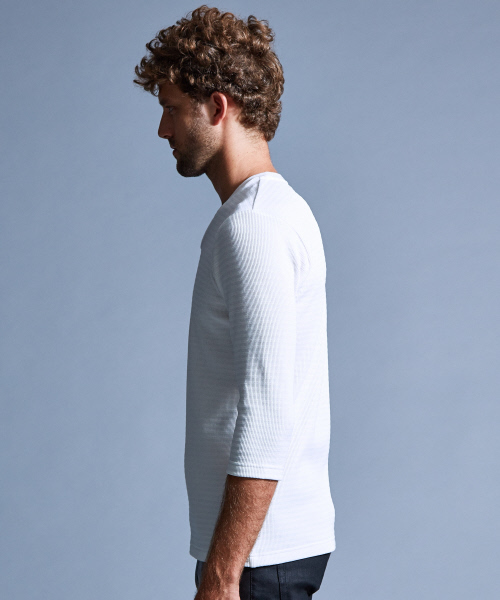 5351 POUR LES HOMMES(ゴーサンゴーイチプールオム)の「ベアハニカムUネックカットソー(Tシャツ/カットソー・メンズ・ホワイト/ホワイト系その他/ブラック・44/46/48/50)」の5枚目の写真
