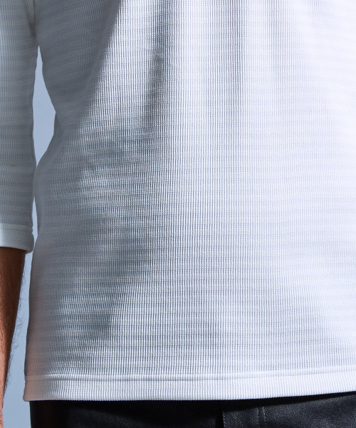 5351 POUR LES HOMMES(ゴーサンゴーイチプールオム)の「ベアハニカムUネックカットソー(Tシャツ/カットソー・メンズ・ホワイト/ホワイト系その他/ブラック・44/46/48/50)」の10枚目の写真