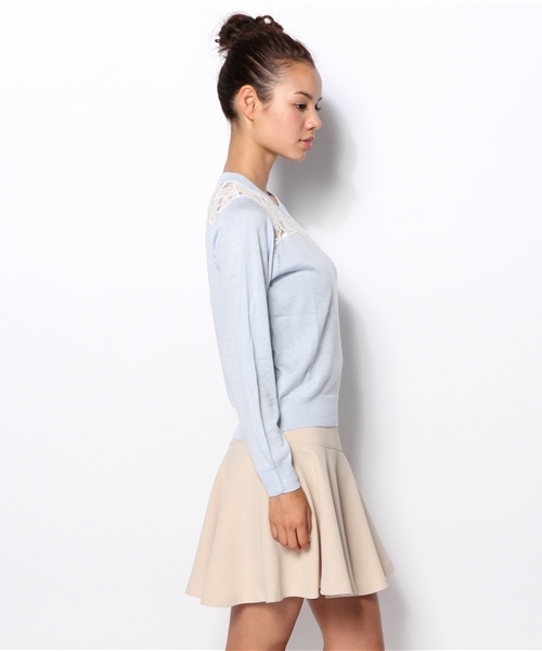 Chico（チコ）の「レース切替ニットPO（ニット/セーター・レディース・ホワイト/ライトブルー/ピンク/ブラック・FREE）」の6枚目の写真
