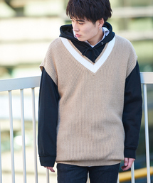 kutir | Vネックチルデンニットベスト(Tシャツ/カットソー)