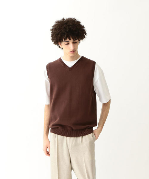 Steven Alan（スティーブンアラン）の「＜Steven Alan＞ CORD COTTON V-NECK KNIT VEST/ニットベスト（ベスト・メンズ・ダークブラウン/ナチュラル/ブラック・X-LARGE/MEDIUM/LARGE/SMALL）」の21枚目の写真