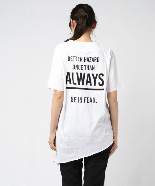 ROGER AND RAW(ロジャーアンドロウ)の「Roger&Raw / アシメシャーリングピグメントT(Tシャツ/カットソー・レディース・ホワイト/ライトグレー/ライトブルー/ベージュ/オフホワイト・M)」の7枚目の写真