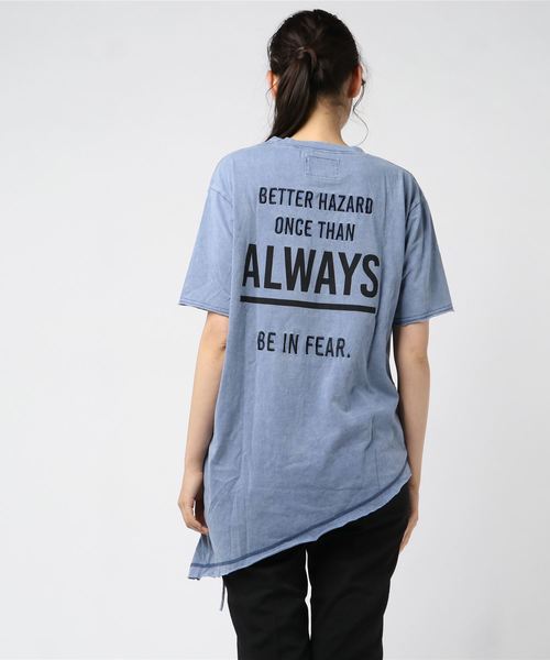 ROGER AND RAW(ロジャーアンドロウ)の「Roger&Raw / アシメシャーリングピグメントT(Tシャツ/カットソー・レディース・ホワイト/ライトグレー/ライトブルー/ベージュ/オフホワイト・M)」の9枚目の写真
