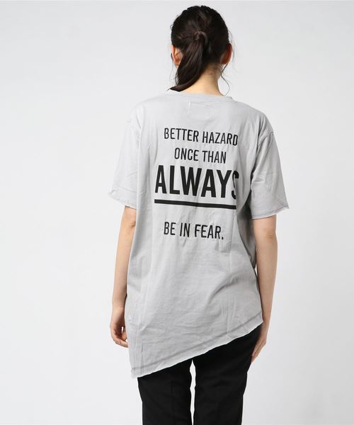 ROGER AND RAW(ロジャーアンドロウ)の「Roger&Raw / アシメシャーリングピグメントT(Tシャツ/カットソー・レディース・ホワイト/ライトグレー/ライトブルー/ベージュ/オフホワイト・M)」の6枚目の写真