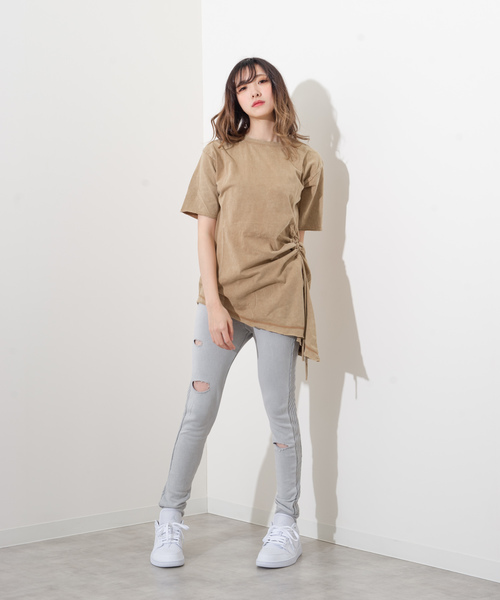 ROGER AND RAW(ロジャーアンドロウ)の「Roger&Raw / アシメシャーリングピグメントT(Tシャツ/カットソー・レディース・ホワイト/ライトグレー/ライトブルー/ベージュ/オフホワイト・M)」の15枚目の写真