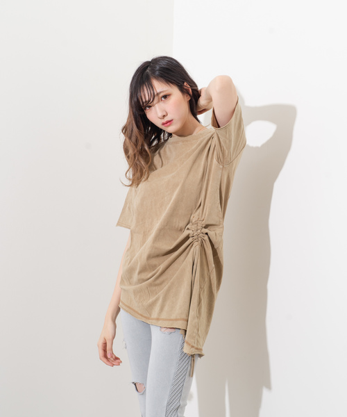 ROGER AND RAW(ロジャーアンドロウ)の「Roger&Raw / アシメシャーリングピグメントT(Tシャツ/カットソー・レディース・ホワイト/ライトグレー/ライトブルー/ベージュ/オフホワイト・M)」の12枚目の写真