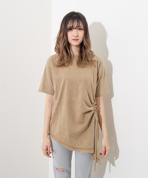 ROGER AND RAW(ロジャーアンドロウ)の「Roger&Raw / アシメシャーリングピグメントT(Tシャツ/カットソー・レディース・ホワイト/ライトグレー/ライトブルー/ベージュ/オフホワイト・M)」の13枚目の写真
