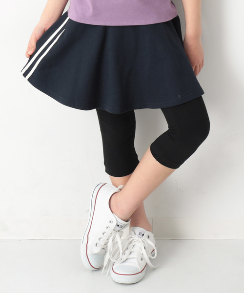 devirock（デビロック）の「ポケット付きライン入り6分丈スカッツ（スカート・キッズ・ブラック系その他/ブラック系その他2/ブルー系その他/ブルー系その他2・100cm/150cm/80ｃｍ/95cm/140cm/120cm/90cm/160cm/130cm/110cm）」の3枚目の写真
