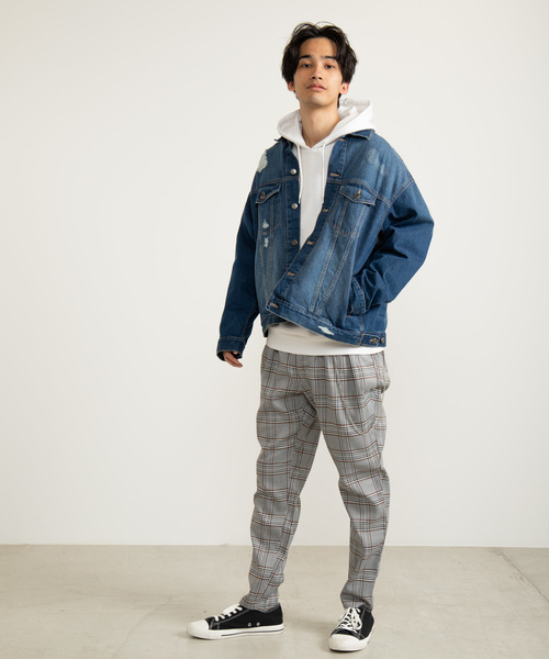 WEGO（ウィゴー）の「WEGO/【セットアップ対応商品】ダメージビッグシルエットデニムジャケット（デニムジャケット・メンズ・インディゴブルー/ライトインディゴブルー・MEDIUM/LARGE）」の12枚目の写真