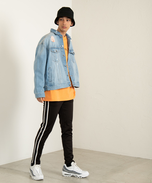 WEGO（ウィゴー）の「WEGO/【セットアップ対応商品】ダメージビッグシルエットデニムジャケット（デニムジャケット・メンズ・インディゴブルー/ライトインディゴブルー・MEDIUM/LARGE）」の8枚目の写真