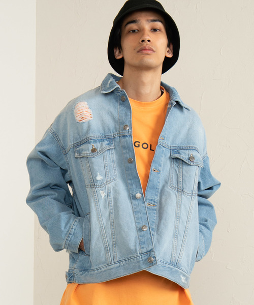 WEGO（ウィゴー）の「WEGO/【セットアップ対応商品】ダメージビッグシルエットデニムジャケット（デニムジャケット・メンズ・インディゴブルー/ライトインディゴブルー・MEDIUM/LARGE）」の18枚目の写真