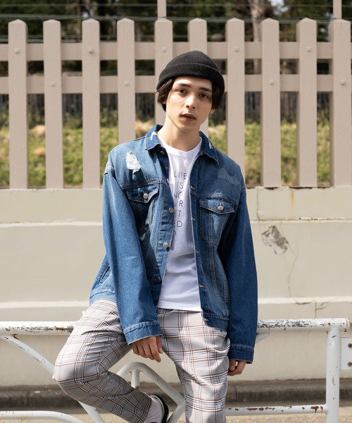 WEGO（ウィゴー）の「WEGO/【セットアップ対応商品】ダメージビッグシルエットデニムジャケット（デニムジャケット・メンズ・インディゴブルー/ライトインディゴブルー・MEDIUM/LARGE）」の21枚目の写真