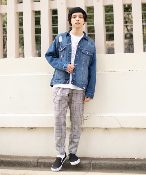 WEGO（ウィゴー）の「WEGO/【セットアップ対応商品】ダメージビッグシルエットデニムジャケット（デニムジャケット・メンズ・インディゴブルー/ライトインディゴブルー・MEDIUM/LARGE）」の22枚目の写真