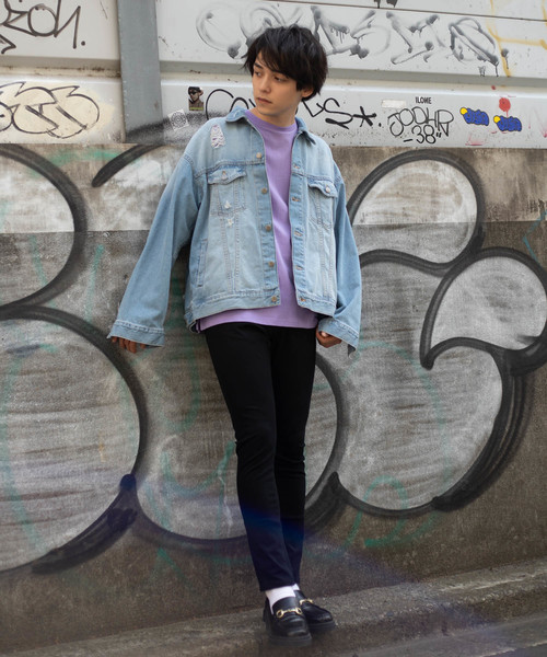 WEGO（ウィゴー）の「WEGO/【セットアップ対応商品】ダメージビッグシルエットデニムジャケット（デニムジャケット・メンズ・インディゴブルー/ライトインディゴブルー・MEDIUM/LARGE）」の20枚目の写真