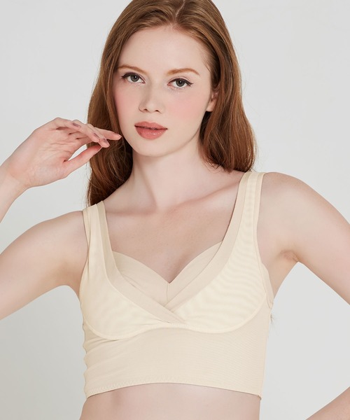 HEAVEN Japan（ヘヴンジャパン）の「夜寄るブラコットン(ナイトブラ) ノンワイヤーブラジャー（ナイトブラ・レディース・ブラック系その他/クリーム/ピンクベージュ/ラベンダー/グレー系その他/ミント/マスタード/レッドパープル/グレー/ベビーピンク/ブラック/グレイッシュブルー/アイボリー/モーブ系/グリーン系その他・LL/3L/S/M/L/SG/MG/LG/XS/LLG/3LG/4L/4LG/LLGG/MGG/LGG/SGG）」の7枚目の写真