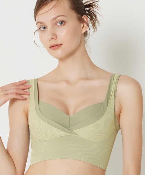 HEAVEN Japan（ヘヴンジャパン）の「夜寄るブラコットン(ナイトブラ) ノンワイヤーブラジャー（ナイトブラ・レディース・ブラック系その他/クリーム/ピンクベージュ/ラベンダー/グレー系その他/ミント/マスタード/レッドパープル/グレー/ベビーピンク/ブラック/グレイッシュブルー/アイボリー/モーブ系/グリーン系その他・LL/3L/S/M/L/SG/MG/LG/XS/LLG/3LG/4L/4LG/LLGG/MGG/LGG/SGG）」の9枚目の写真