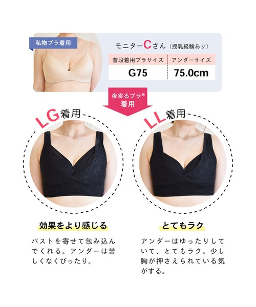 HEAVEN Japan（ヘヴンジャパン）の「夜寄るブラコットン(ナイトブラ) ノンワイヤーブラジャー（ナイトブラ・レディース・ブラック系その他/クリーム/ピンクベージュ/ラベンダー/グレー系その他/ミント/マスタード/レッドパープル/グレー/ベビーピンク/ブラック/グレイッシュブルー/アイボリー/モーブ系/グリーン系その他・LL/3L/S/M/L/SG/MG/LG/XS/LLG/3LG/4L/4LG/LLGG/MGG/LGG/SGG）」の19枚目の写真