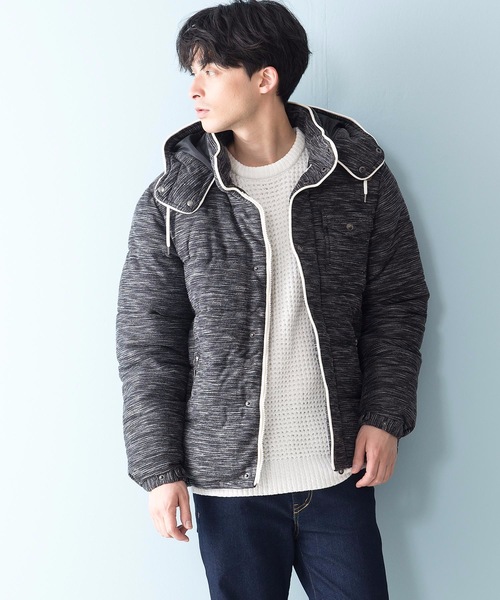 JEANS MATE（ジーンズメイト）の「杢感パイピング中綿ジャケット（ブルゾン・メンズ・ブラック/ネイビー/グレー・LARGE/X-LARGE/MEDIUM）」の2枚目の写真