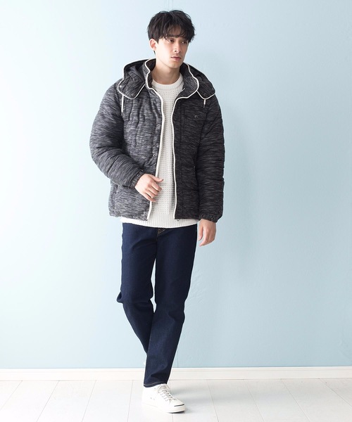 JEANS MATE（ジーンズメイト）の「杢感パイピング中綿ジャケット（ブルゾン・メンズ・ブラック/ネイビー/グレー・LARGE/X-LARGE/MEDIUM）」の4枚目の写真