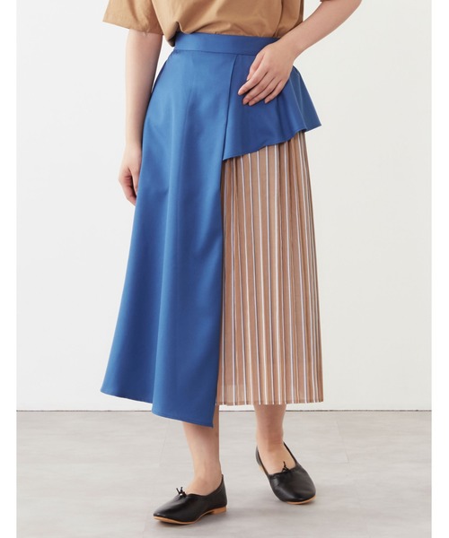POU DOU DOU（プードゥドゥ）の「サイドぺプラムプリーツスカート（スカート・レディース・ベージュ/ネイビー/ブルー・3）」の21枚目の写真