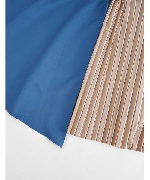 POU DOU DOU（プードゥドゥ）の「サイドぺプラムプリーツスカート（スカート・レディース・ベージュ/ネイビー/ブルー・3）」の4枚目の写真