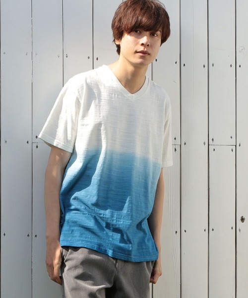 UNION STATION（ユニオンステーション）の「スラブ天竺グラデーションVネックTシャツ（Tシャツ/カットソー・メンズ・ピンク/ブルー/グリーン・LL/S/M/L）」の3枚目の写真