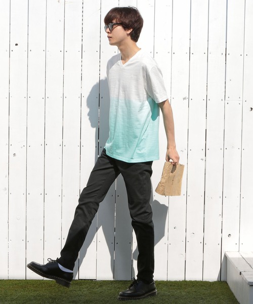 UNION STATION（ユニオンステーション）の「スラブ天竺グラデーションVネックTシャツ（Tシャツ/カットソー・メンズ・ピンク/ブルー/グリーン・LL/S/M/L）」の15枚目の写真