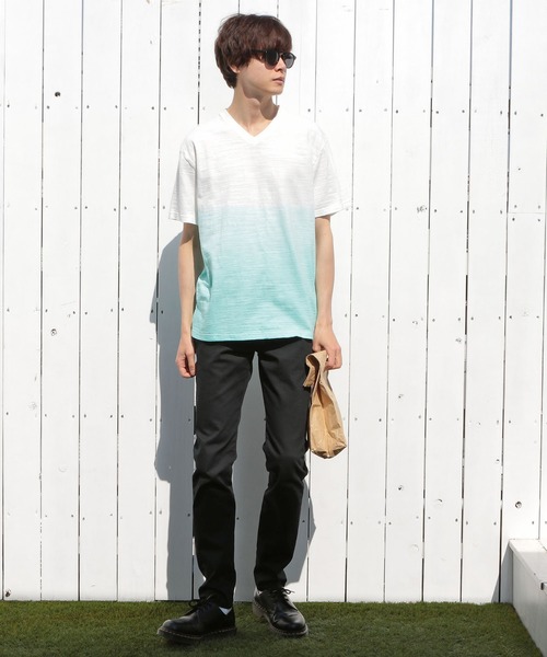 UNION STATION（ユニオンステーション）の「スラブ天竺グラデーションVネックTシャツ（Tシャツ/カットソー・メンズ・ピンク/ブルー/グリーン・LL/S/M/L）」の16枚目の写真