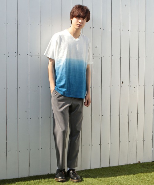 UNION STATION（ユニオンステーション）の「スラブ天竺グラデーションVネックTシャツ（Tシャツ/カットソー・メンズ・ピンク/ブルー/グリーン・LL/S/M/L）」の19枚目の写真