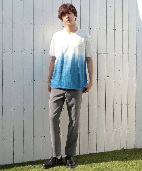 UNION STATION（ユニオンステーション）の「スラブ天竺グラデーションVネックTシャツ（Tシャツ/カットソー・メンズ・ピンク/ブルー/グリーン・LL/S/M/L）」の20枚目の写真