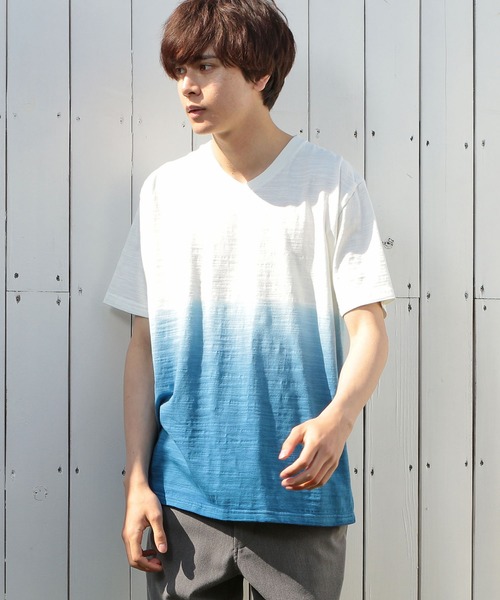 UNION STATION（ユニオンステーション）の「スラブ天竺グラデーションVネックTシャツ（Tシャツ/カットソー・メンズ・ピンク/ブルー/グリーン・LL/S/M/L）」の21枚目の写真