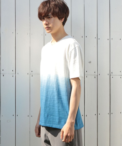 UNION STATION（ユニオンステーション）の「スラブ天竺グラデーションVネックTシャツ（Tシャツ/カットソー・メンズ・ピンク/ブルー/グリーン・LL/S/M/L）」の5枚目の写真