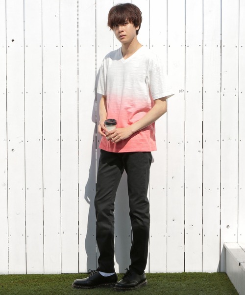 UNION STATION（ユニオンステーション）の「スラブ天竺グラデーションVネックTシャツ（Tシャツ/カットソー・メンズ・ピンク/ブルー/グリーン・LL/S/M/L）」の7枚目の写真