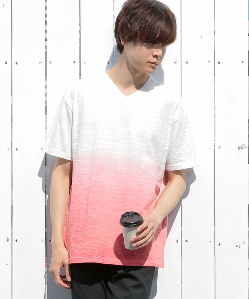 UNION STATION（ユニオンステーション）の「スラブ天竺グラデーションVネックTシャツ（Tシャツ/カットソー・メンズ・ピンク/ブルー/グリーン・LL/S/M/L）」の9枚目の写真