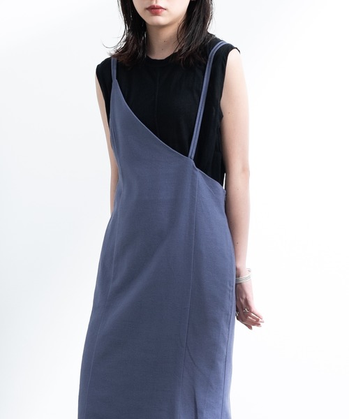 Aunt Marie's（アントマリーズ）の「AUNT MARIE'S リネンアシメキャミワンピース（ワンピース・レディース・ブラック/ベージュ/グレー/ブルー・FREE）」の4枚目の写真