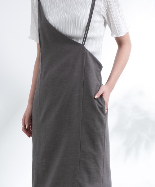 Aunt Marie's（アントマリーズ）の「AUNT MARIE'S リネンアシメキャミワンピース（ワンピース・レディース・ブラック/ベージュ/グレー/ブルー・FREE）」の9枚目の写真