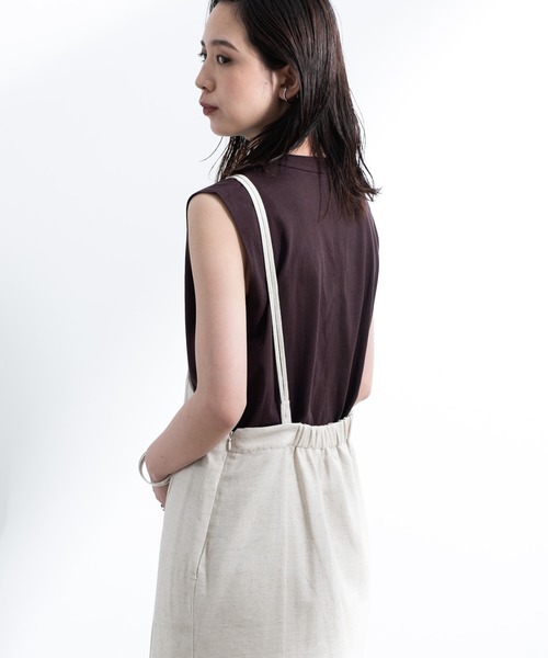 Aunt Marie's（アントマリーズ）の「AUNT MARIE'S リネンアシメキャミワンピース（ワンピース・レディース・ブラック/ベージュ/グレー/ブルー・FREE）」の7枚目の写真