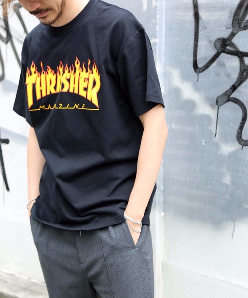 THRASHER(スラッシャー)の「FLAME S/S T-SHIRTS/スラッシャー Tシャツ 半袖 フレイムロゴ ユニセックス クルーネック ストリート スケート(Tシャツ/カットソー・メンズ・ホワイト/ブラック/ネイビー・SMALL/MEDIUM/LARGE/X-LARGE/XX-LARGE)」の21枚目の写真