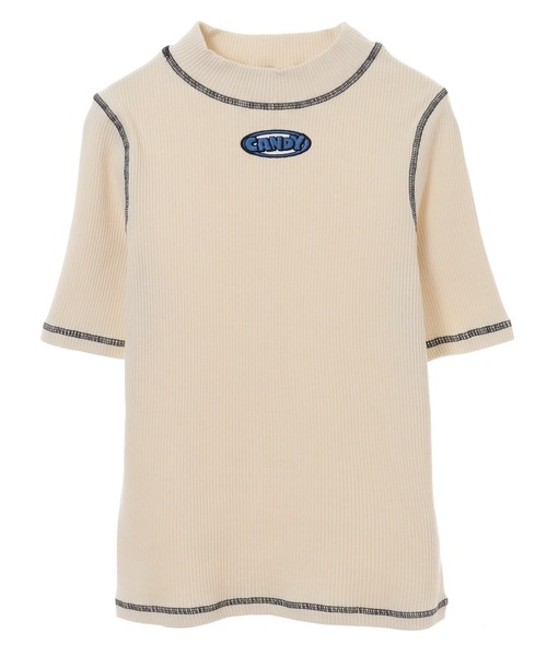 Candy Stripper（キャンディストリッパー）の「BICOLOR STITCH RIB トップス（Tシャツ/カットソー・レディース・アイボリー/ブラック/グリーン/ライム/パープル/ピンク・2）」の2枚目の写真