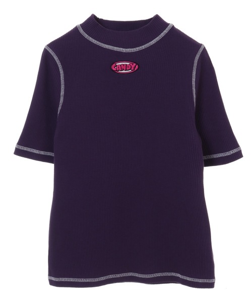 Candy Stripper（キャンディストリッパー）の「BICOLOR STITCH RIB トップス（Tシャツ/カットソー・レディース・アイボリー/ブラック/グリーン/ライム/パープル/ピンク・2）」の8枚目の写真